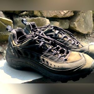 Merrell 10785 Men's Olive Black Leather Hiking Shoes Size 12